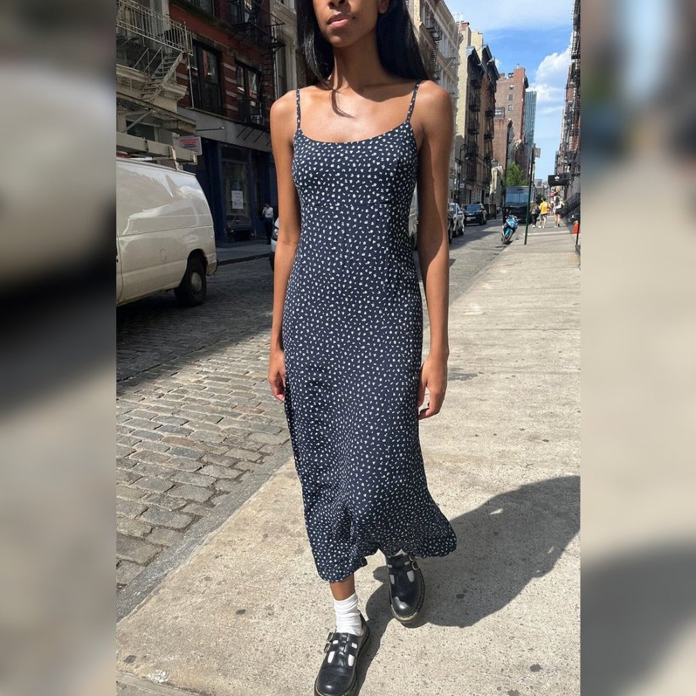 Brandy Melville Colleen Slip Dress in Navy Floral